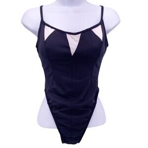 UjENA One Piece Black and Cream High Cut Bathing Suit Size Small